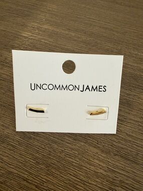 Uncommon James Gold Mini Curved Bar Stud Earrings
